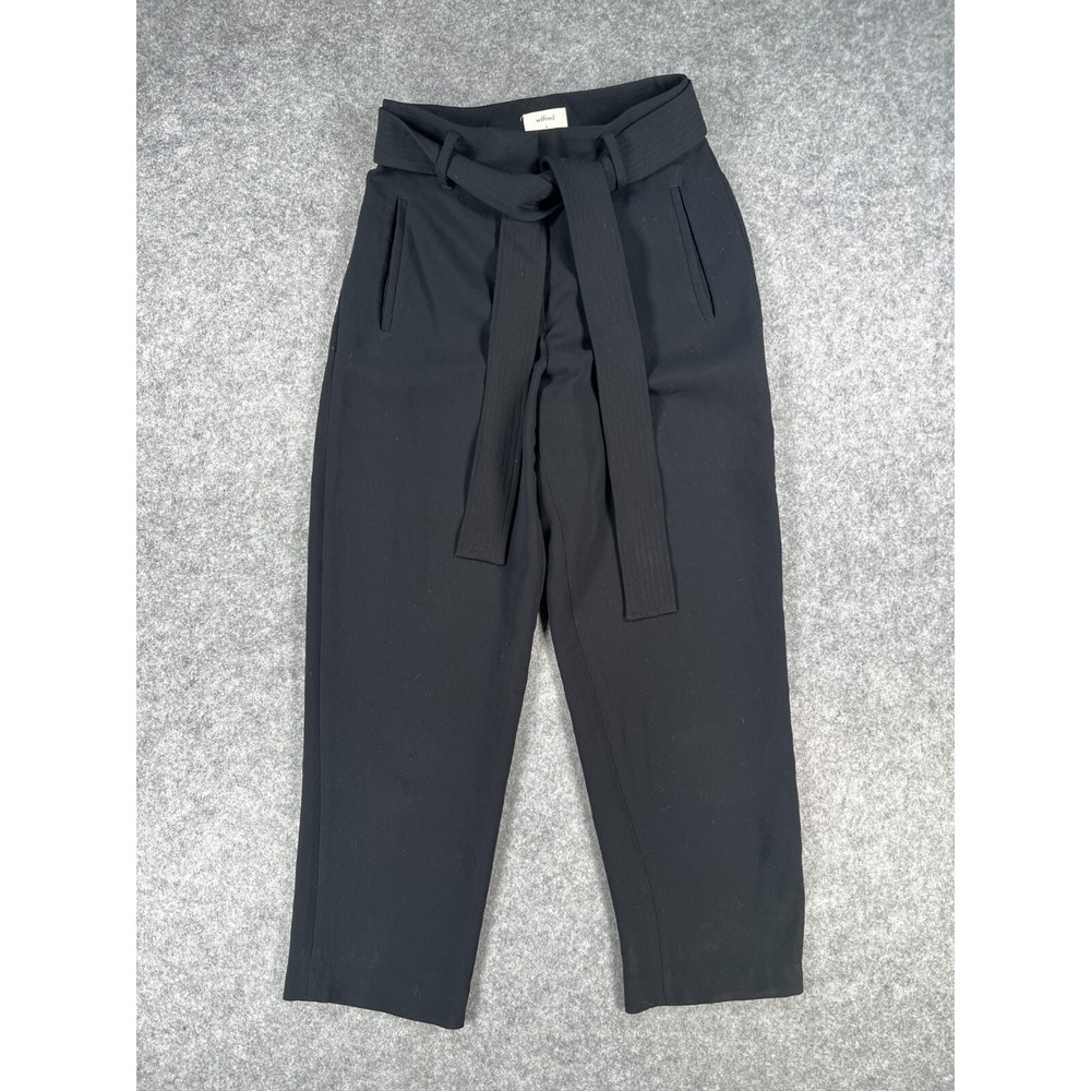 Wilfred‎ Tie Front Pants Women's Size 4 Black Stretch Relaxed Fit